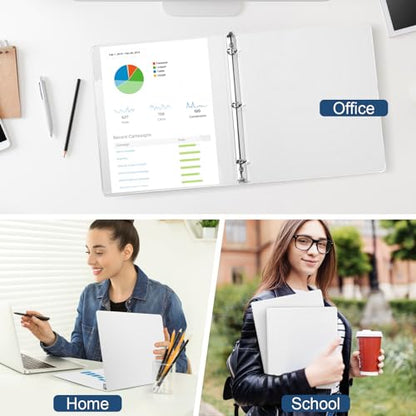 1/2 Inch 3-Ring-Binder with Pockets, 0.5''-inch Round Binders Holds 100 Sheets US Letter Size 8.5'' x 11'' - Bundle 12 Packs White Binders for Home, Office, and Back to School (0.5'' - 12 Packs) - size: 0.5'' - 12 Packs