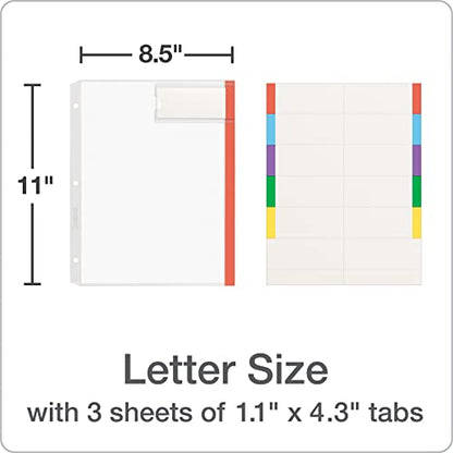 Oxford Plastic Binder Dividers, Full Pocket Top & Side Loading Sheet Protector Dividers, Built in Extra Large Tabs, Asst Colors, 5-Tab, 3 Sets (89651)