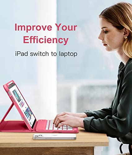 Hamile for iPad 11th 10th Generation Case with Keyboard - 7 Colors Backlit Wireless Detachable Folio Keyboard Cover with Pencil Holder for iPad 11-inch A16 2025 10th Gen 10.9 Inch 2022 (Pink) - color: Pink