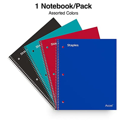 STAPLES Accel Durable Notebook, 8.5” x 11”, Graph Ruled, Cover Color Varies - style: 1 Pack