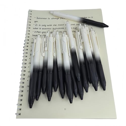 Fengtaiyuan Retractable Gel Pens, 0.5mm ST Precision Tip Quick Dry Black Ink, Gradient Black Barrel with Triangular Silicone Non-Slip Grip, Ergonomic Smooth Pens for Exam School Office [Pack of 18] - color: Black FRW01P18