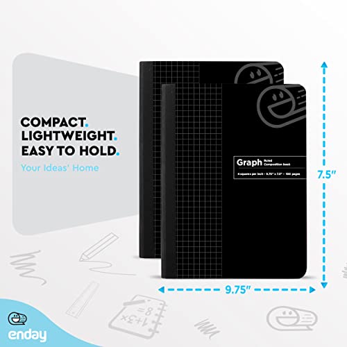 Enday Graph Paper Composition Notebook, Hard Cover Graphing Notebooks, 4 Squares Per Inch Premium Quad Ruled Notebook, 100 Sheets Graphing Notebook for school Journal and Office (2 Pack) - color: BLACK, size: 2
