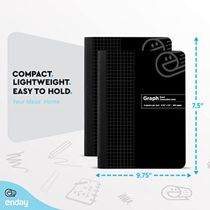 Enday Graph Paper Composition Notebook, Hard Cover Graphing Notebooks, 4 Squares Per Inch Premium Quad Ruled Notebook, 100 Sheets Graphing Notebook for school Journal and Office (2 Pack) - color: BLACK, size: 2