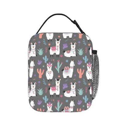 Cartoon Llama Alpaca Leakproof Lunch Bag Large Capacity Lunchbox Insulated Reusable Lunch Tote Bags Cooler Lunch Container For Work/Office/Picnic/Travel - color: Cartoon Llama Alpaca