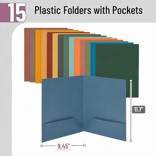 Mr. Pen- Plastic Folders with Pockets, 15 pcs | Aesthetic File Folder with Business Card Slot, 2-Pocket Folder, Back to School, Office, Filing Supplies - color: Autumnal Elegance, size: 15 Pack