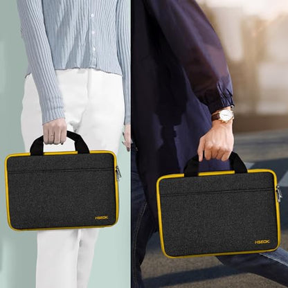 Hseok Laptop Case 13.3-14 inch Sleeve, TSA Computer Handbag Water-Resistant and Shockproof Bag Compatible with MacBook Pro/Neo 14", Mac Air/Pro 13.3" and 13"-14" Notebooks Chromebooks,Black-Yellow - color: Black-yellow