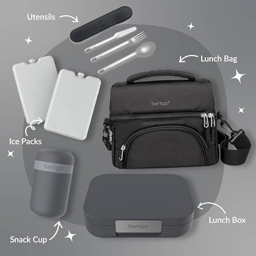 Bentgo® Modern - Leak-Resistant Bento Lunch Box For Adults, Teens, & Larger Appetites; Reusable BPA-Free Meal Prep Container with 3 or 4 Compartments, Dishwasher/Microwave Safe; 5 Cups (Dark Gray) - color: Dark Gray