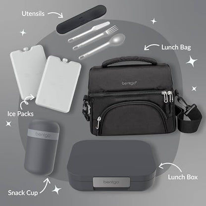 Bentgo® Modern - Leak-Resistant Bento Lunch Box For Adults, Teens, & Larger Appetites; Reusable BPA-Free Meal Prep Container with 3 or 4 Compartments, Dishwasher/Microwave Safe; 5 Cups (Dark Gray) - color: Dark Gray