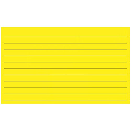 Colonial Cards: 150 Color Cardstock 3" x 5" Index Cards, Yellow, Lined Landscape Format - color: yellow