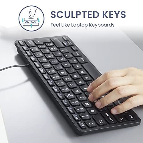 Perixx PERIBOARD-432 Wired Mini USB Keyboard - X Type Scissor Keys - Big Print Keys - US English, Black - style: Wired USB