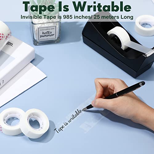 Yahenda 10 Pack Black Desktop Tape Dispenser Non Skid Base with 0.7 x 985 Inches Invisible Tape Refills Bulk Weighted Roll Dispenser for Office Home School - color: Black