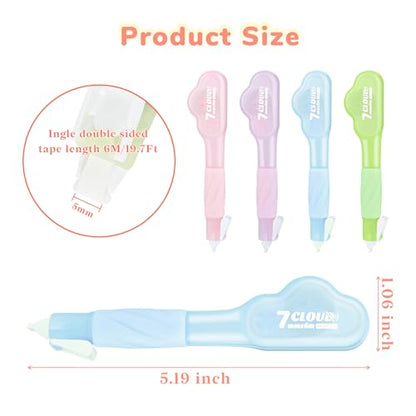 Temiary 4 Pack Correction Tape Pen, 0.27 in x 78.7 Ft White Smooth Pull Out Tape Pens for Writing, Tear Resistant Easy to Use Applicator for Instant Corrections School Office Supplies (Morandi)