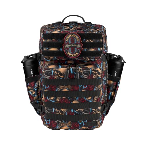 WOLFpak 45L Athletic Gym Backpack - Durable 1000D Waterproof Oxford Material with MOLLE Webbing, Laptop Pocket - color: Deadly Sharp