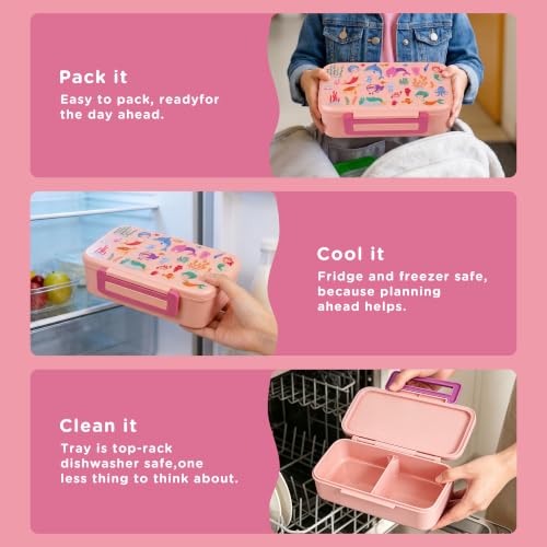 Bento Lunch Box for Kids With 8oz Food Thermo,BPA-Free for School | Lunch Container with 2 Compartments, Insulated Food Jar, Dishwasher Safe, Easy to Clean, Lunch Box for Girls Boys - color: Pink Mermaid1