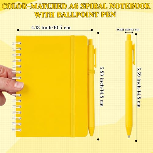 Fulmoon 12 Set Small Spiral Notebooks A6 with Pens Bulk, Multicolor 4" x 6" Pocket Notebooks Mini Lined Journals 50 Sheets for Back to School Supplies Students Gifts Rewards Office (Sunny Tones) - color: Sunny Tones