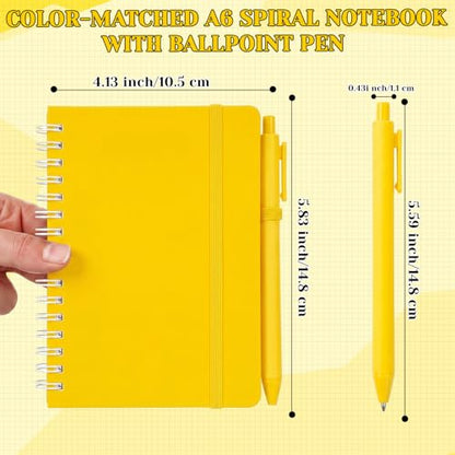 Fulmoon 12 Set Small Spiral Notebooks A6 with Pens Bulk, Multicolor 4" x 6" Pocket Notebooks Mini Lined Journals 50 Sheets for Back to School Supplies Students Gifts Rewards Office (Sunny Tones) - color: Sunny Tones