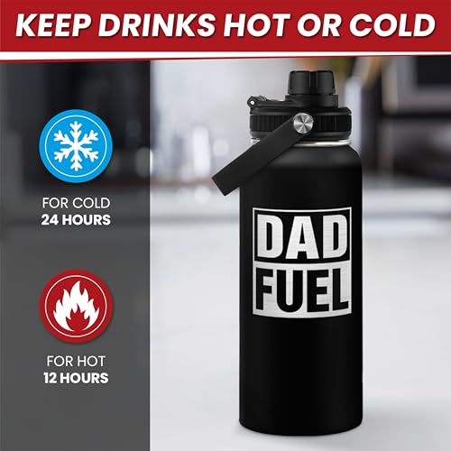 Dad Water Bottle 32oz Stainless Steel Insulated Sports Bottle with Lid, Gifts for Father from Daughter Son, Dad Gifts for Birthday Christmas Fathers Day - color: Dad 3