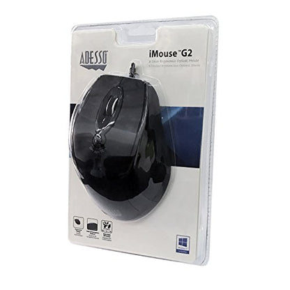 Adesso iMouse G2 - USB Ergonomic Optical Mouse Adjustable DPI Internet Navigational B, Black