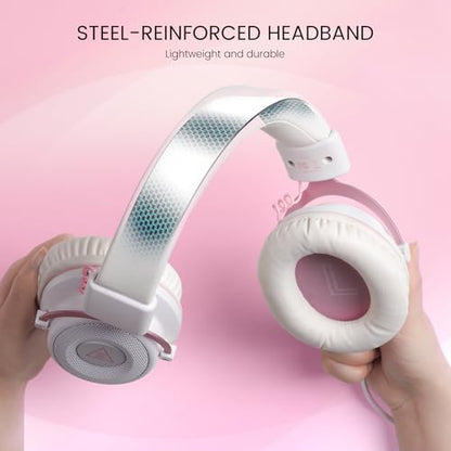 EKSA E900 Gaming Headset with Microphone - PC Headset with Detachable Noise Canceling Mic, 3D Surround Sound, Wired Headphone for PS4, PS5, Xbox, Computer, Laptop, Switch, Handheld - color: Pink