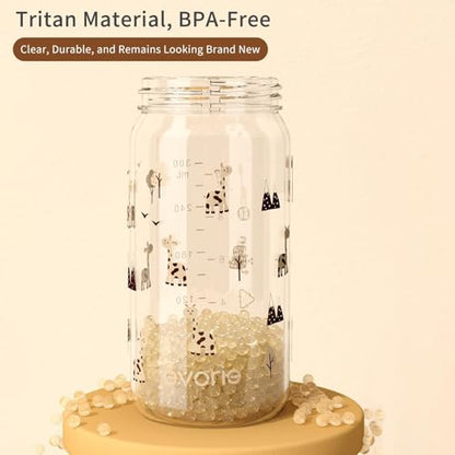 Evorie Tritan Spill Proof Straw Sippy Cups for Toddlers 1–3 Years, 10 Oz | BPA & BPS-Free, Toddler water bottle, Easy grip handles, Dishwasher safe, Durable Tritan, Easy to clean, Giraffe - color: Giraffe