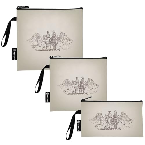 Reusable Food Storage Bags Western Desert Cowboy 3 Pack Set Lunch Bag Compact Sandwich Snack Bag Small Medium Large for Lunch, Travel & Organization - color: Bag 15