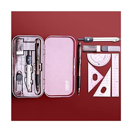 Drawing Compass Drafting Tools 8 Pieces of Mathematical Geometry Drawing Tools Metal Drawing Tools for Engineers and Students Supplies Compass and Protractor Set Math Ruler Kit(B) - size: B