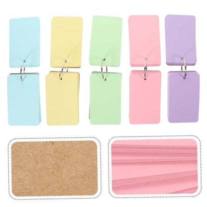 FOMIYES 50sheets Portable Blank Flash Cards with Binder Rings Durable Note Cards Colors for Learning Memo and Creative Diy Projects Students and Office Use