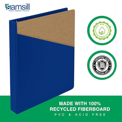 Samsill 1.5 Inch Document Storage Binder, 100% Recycled Chipboard, Round Ring, 3 Ring Binder, 12 Pack, Navy - color: Navy, size: 1.5 Inch, style: 12-Pack