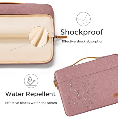 DOMISO 13.3 inch Laptop Case Sleeve Protective Cover Compatible with 14 inch MacBook Pro M4 M3 M2/MacBook Pro Max,13-13.3 inch Dell,Lenovo, HP,Waterproof Computer Cases Bag with Handle,Pink - color: Pink, size: 14" for MacBook Pro