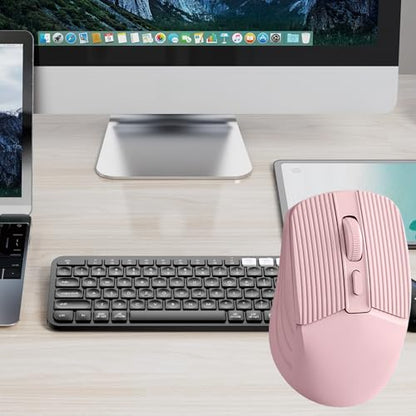 Ergonomic Bluetooth Mouse and Mouse Pad for Laptop, Pink
