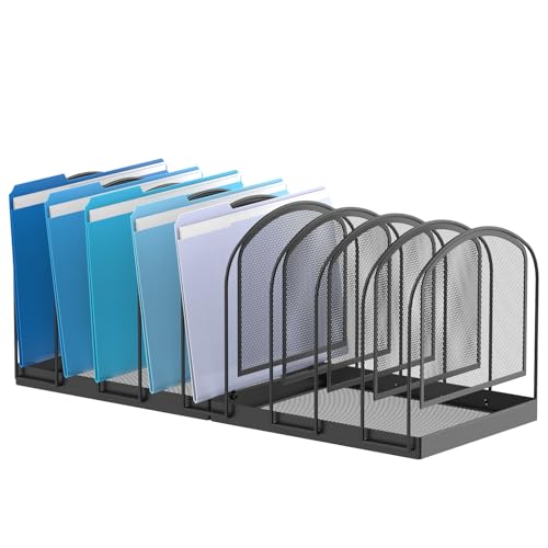 SUPEASY File Organizer for Desk, 9-Section Mesh Desk Organizer, Vertical File Holder Desktop Organizer File Sorter, File Folder Holder for Office Supplies, Black - color: Black, size: 9 Section