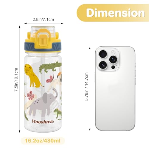 Kids Water Bottle for School, 16 Oz Plastic Straw Water Bottle with Silicone Spout and Leakproof Cover, Dishwasher Safe (Woodland Animals) - color: Woodland Animals, size: 16 Ounces