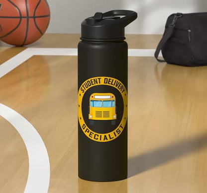 Student Delivery Specialist School Bus Driver Stainless Steel Insulated Water Bottle - color: Black