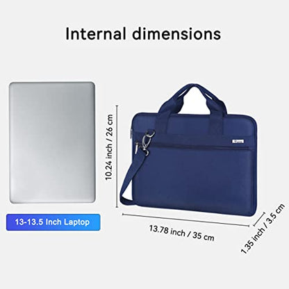 Voova Laptop Bag 13-14 Inch, 360° Protective Laptop Case Sleeve with Shoulder Strap Compatible with Macbook Air 13, MacBook Pro 13/14, Waterproof Computer Bag Slim Briefcase for Men Women, Blue - color: Blue, size: 13-13.5 inch