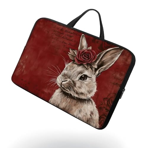 13 13.3 14 inch Laptop Sleeve with Handle, Retro Rose Rabbit Water‑Resistant Laptop Carrying Case for MacBook Air 13-inch/MacBook Pro 13/14 inch/Dell/HP/Lenovo - color: Retro Rose Rabbit, size: 13-14 inch Devices