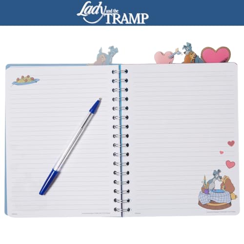 Disney Lady and the Tramp Tab Journal Notebook, Spiral Bound, 96 Lined Pages, 8 x 7 inches - style: Lady and the Tramp
