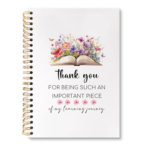 Teacher Appreciation Gifts Floral Book Spiral Notebook Journal, Thank You Graduation Gifts for Teachers Journal for Notes Planning, Maestra for Notes Taking, 5.5 X 8.3 Inch - color: Thank you01