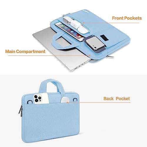 MOSISO Laptop Shoulder Bag Polyester Flapover Briefcase Sleeve Case | Compatible with MacBook Air/Pro,13-13.3 inch Notebook,Compatible with MacBook Pro 14 inch M5 M4 M3 M2 M1 2026, Airy Blue - color: Airy Blue, size: 13.3 inch