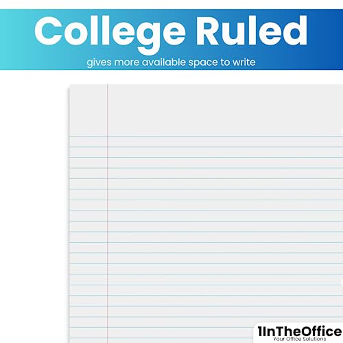 1InTheOffice Spiral Notebook College Ruled 8.5 x 11, 3-Subject College Ruled Notebooks, Wirebound Spiral Notebooks, 3-Hole Punched, 120 Sheets, Black, 4 Pack