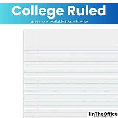 1InTheOffice Spiral Notebook College Ruled 8.5 x 11, 3-Subject College Ruled Notebooks, Wirebound Spiral Notebooks, 3-Hole Punched, 120 Sheets, Black, 4 Pack