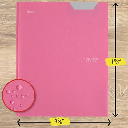 Five Star 2-Pocket Folder, Plastic Folder with Stay-Put Tabs and Prong Fasteners, Holds 8-1/2" x 11" Paper, Prom Pink (340300R) - color: Prom Pink, size: 1 Count (Pack of 1)
