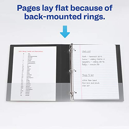 Avery Durable View 3 Ring Binder, 1 Inch Slant Rings, 250-Sheet Capacity, DuraHinge, 1.4 Inch Wide Spine, Customizable Clear Covers and Spine, 1 Black Binder (17011) - size: 1"