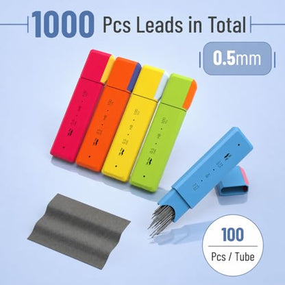 Mr. Pen- 0.5 mm Lead Refills for Mechanical Pencils, 10 Pack | 1000 pcs (100 per Tube), Black, HB Graphite Lead, Standard Mechanical Pencil Refills for Drawing and Sketching - size: 0.5mm 1000 pcs