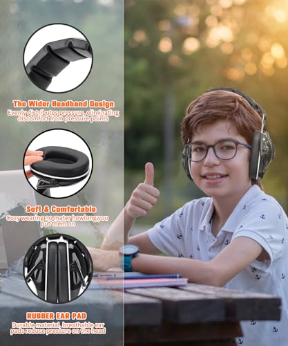 ZOHAN 032 Kids Noise Canceling Headphones - 25dB NRR Kids Ear Protection Earmuffs for School, Monster Jam, Fireworks, Travel, Air Show, Concert, Autism - Black - color: 1pack - Black