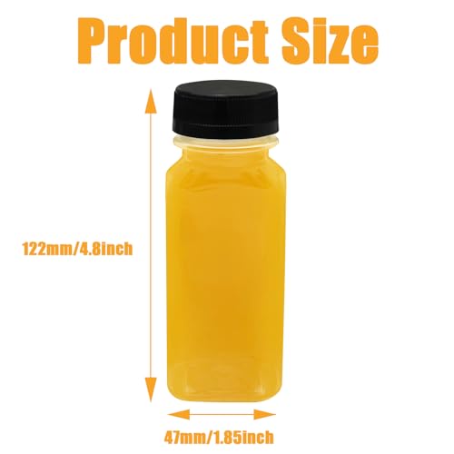 10 PCS 6 oz Plastic Juice Bottles with Lids | Empty Clear Milk Bottles with Lids, Beverage Containers for Juice, Milk and Other Drink - size: 6 oz / 180 ml