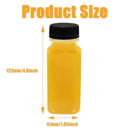 10 PCS 6 oz Plastic Juice Bottles with Lids | Empty Clear Milk Bottles with Lids, Beverage Containers for Juice, Milk and Other Drink - size: 6 oz / 180 ml
