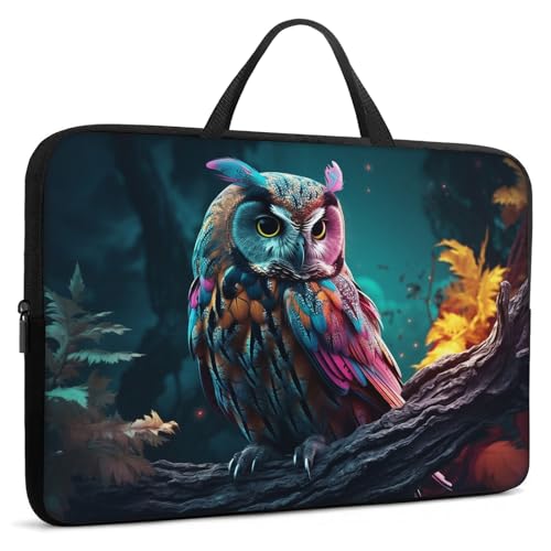 Laptop Sleeve Bag with Handle Computer Protective Soft Cover Case for 14 Inch 13 Inch Laptop,Art Owl - color: Art Owl
