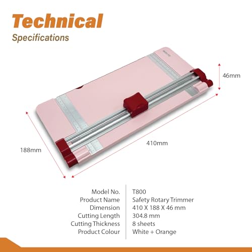 12" Portable Paper Cutter with Safety Guard for Precise Trimming of A4 Paper, cardstock & Photos. Ideal for Scrapbooking & Invitations. (Pink) - style: Safety Round Knife Paper Cutter