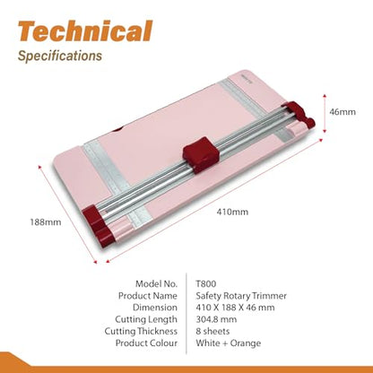 12" Portable Paper Cutter with Safety Guard for Precise Trimming of A4 Paper, cardstock & Photos. Ideal for Scrapbooking & Invitations. (Pink) - style: Safety Round Knife Paper Cutter