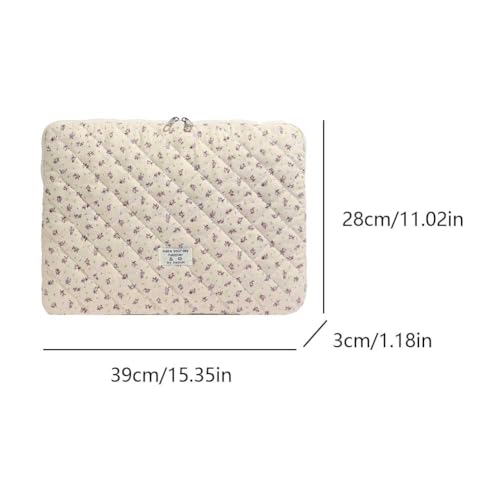 Cute Laptop Sleeve 13-15 inch Laptop Case Aesthetic Quilted Laptop Sleeve Computer Bag with Flower Printing for MacBook (Purple, 15inch) - color: Purple, size: 15inch